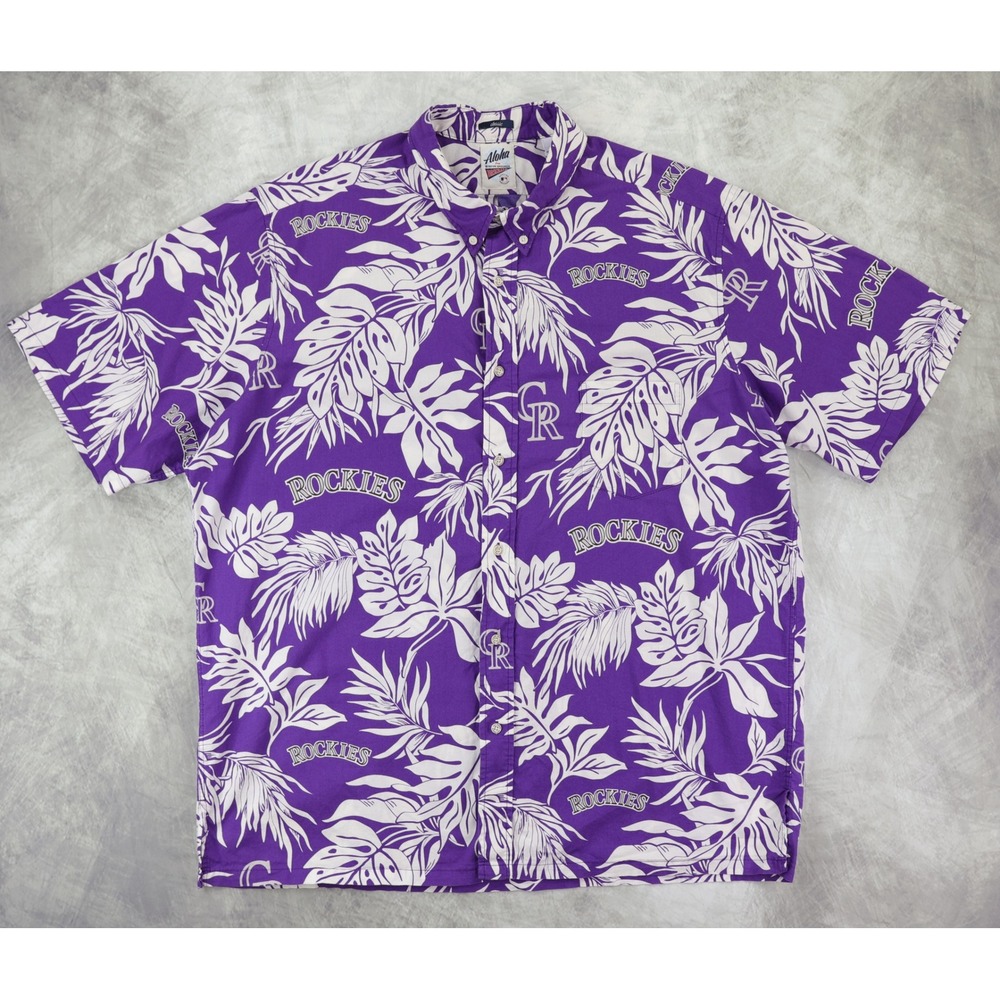 Colorado Rockies Reyn Spooner MLB Shirt Mens XXL Purple Aloha Floral Button Down